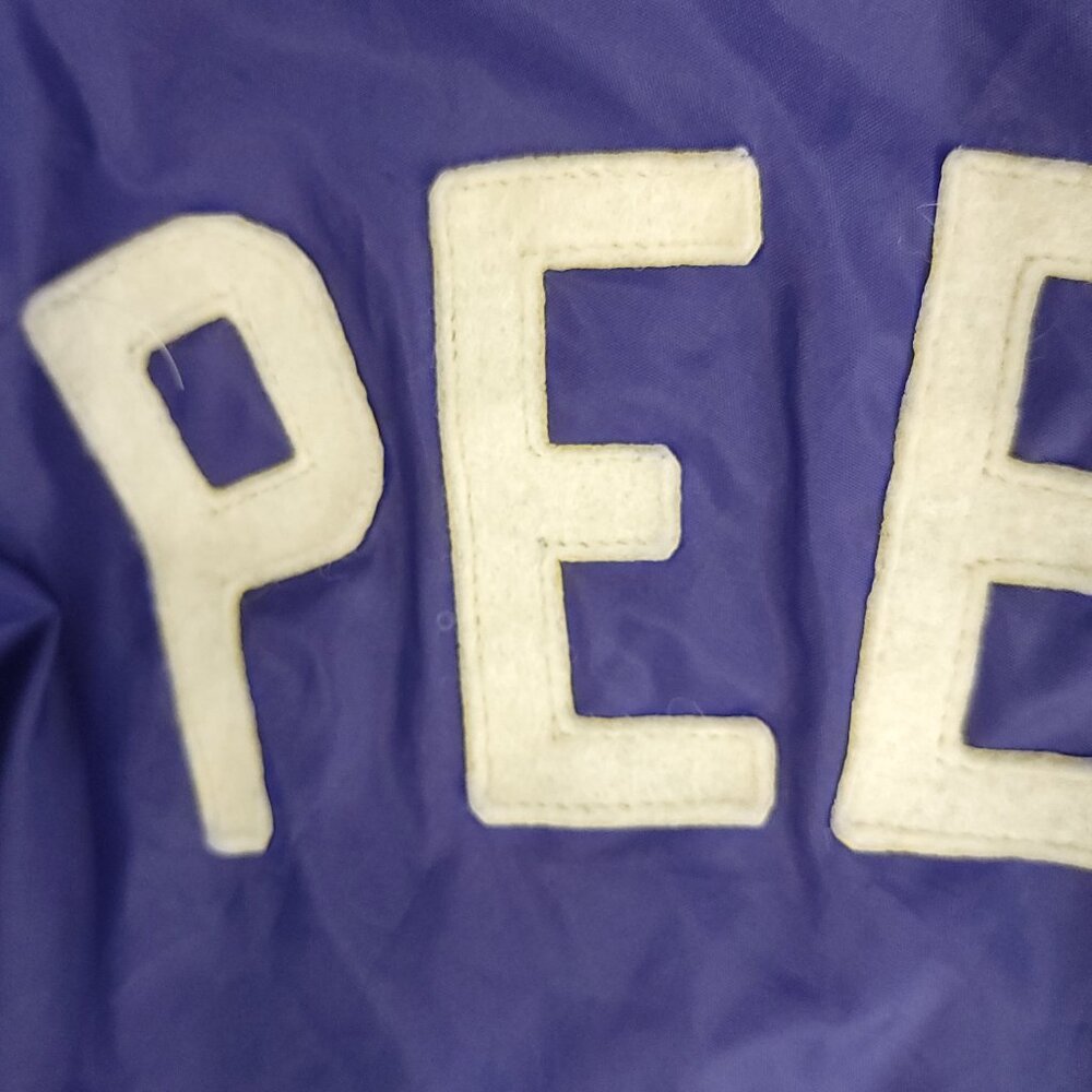 Vtg Warm Up Satin Jacket Men's XL Purple Peekskill Elks Snap Front Distressed - Picture 9 of 14